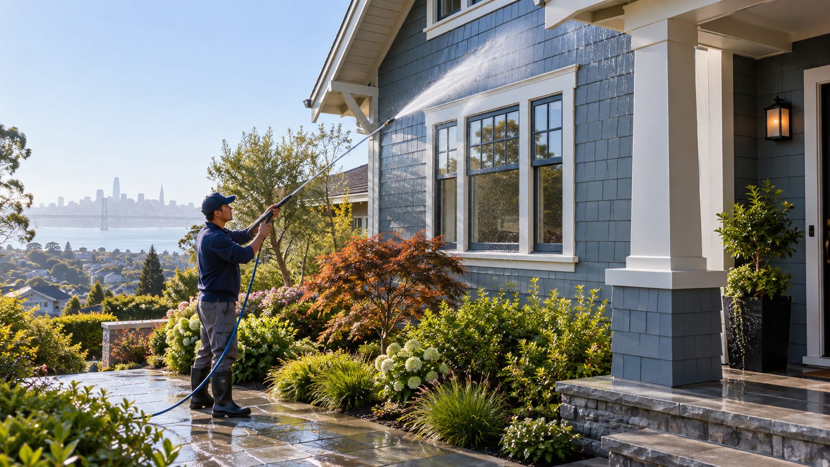 Illustrative residential cleaning scene